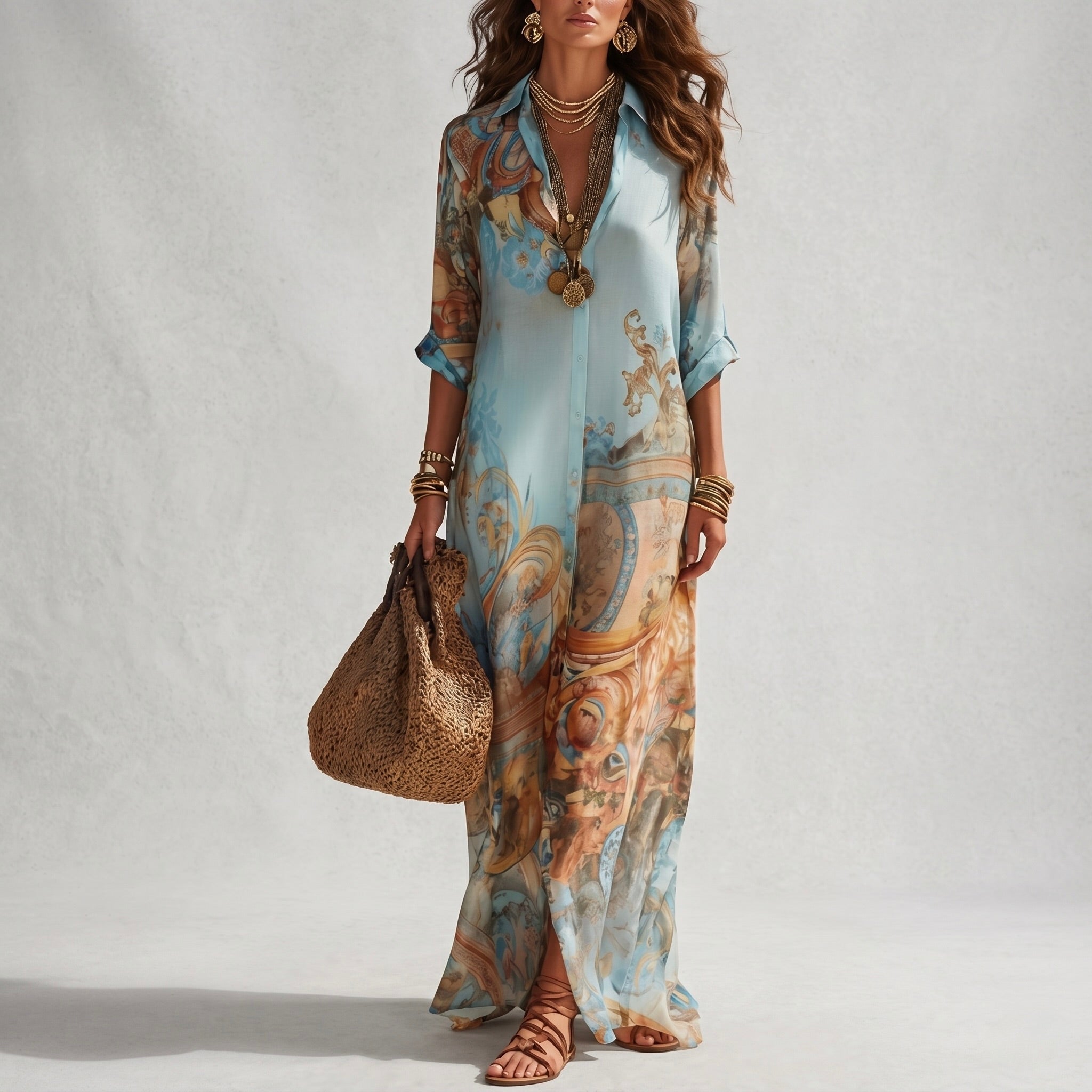 Vestido de verano fluido azul claro