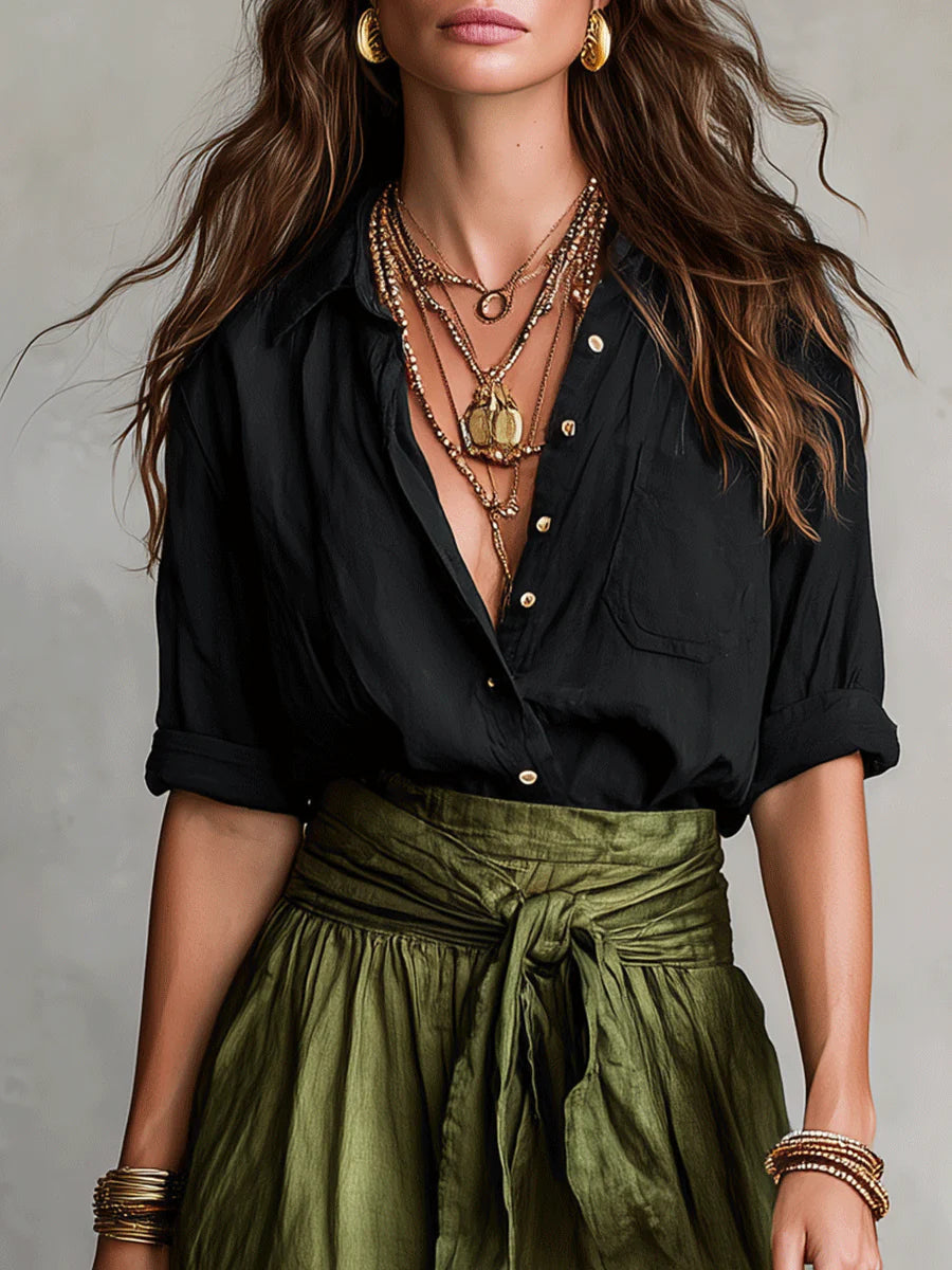 Conjunto completo de camiseta y falda midi