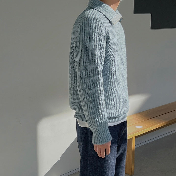 Lenoir™ | Suéter de Cuello Alto Azul Celeste