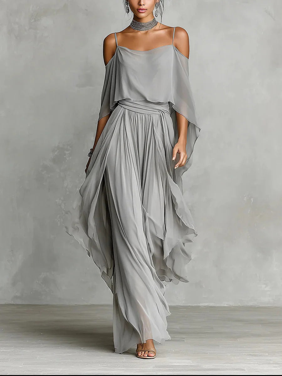 Conjunto de top de tirantes fluidos y pantalón
