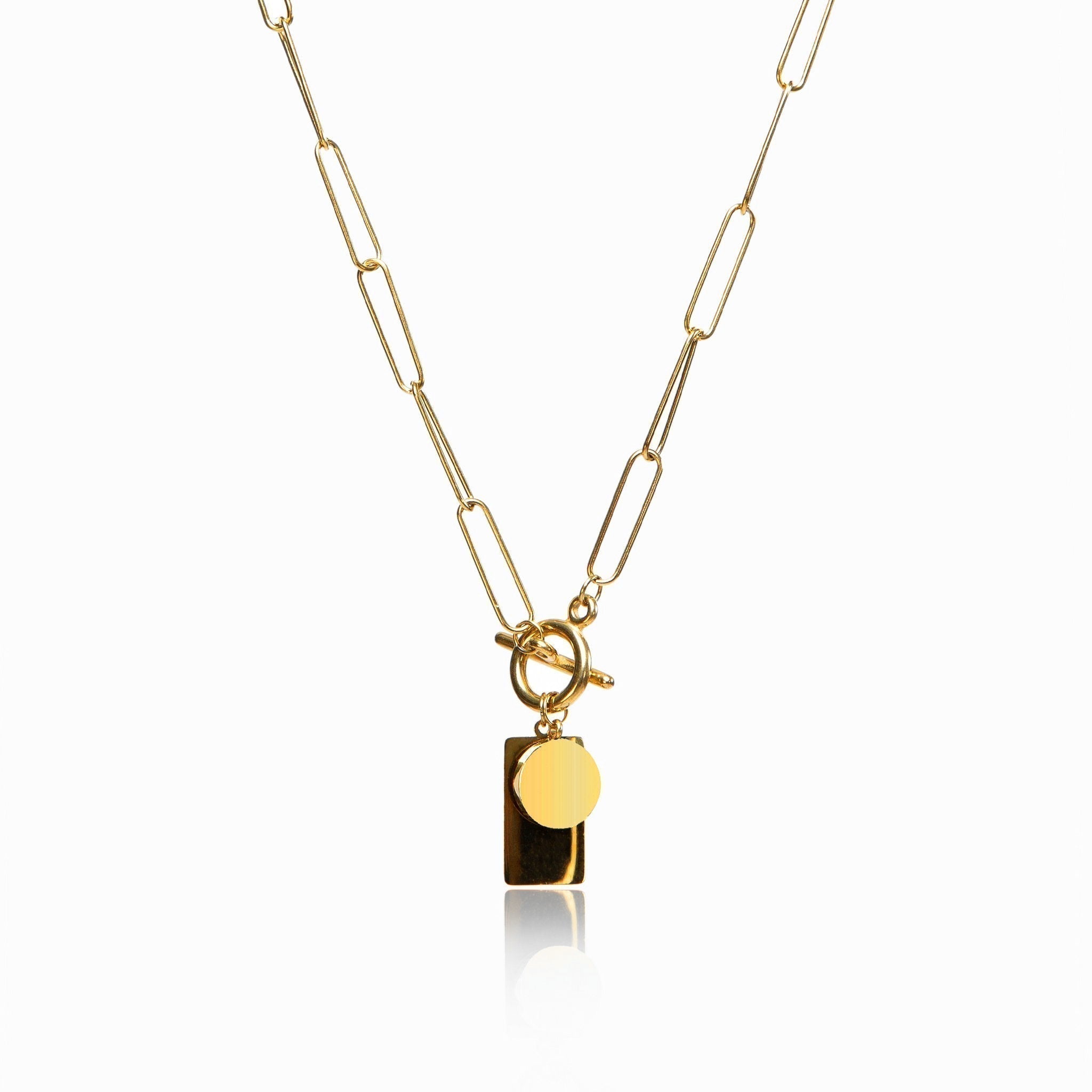 Collar de Oro con Broche Rectangular