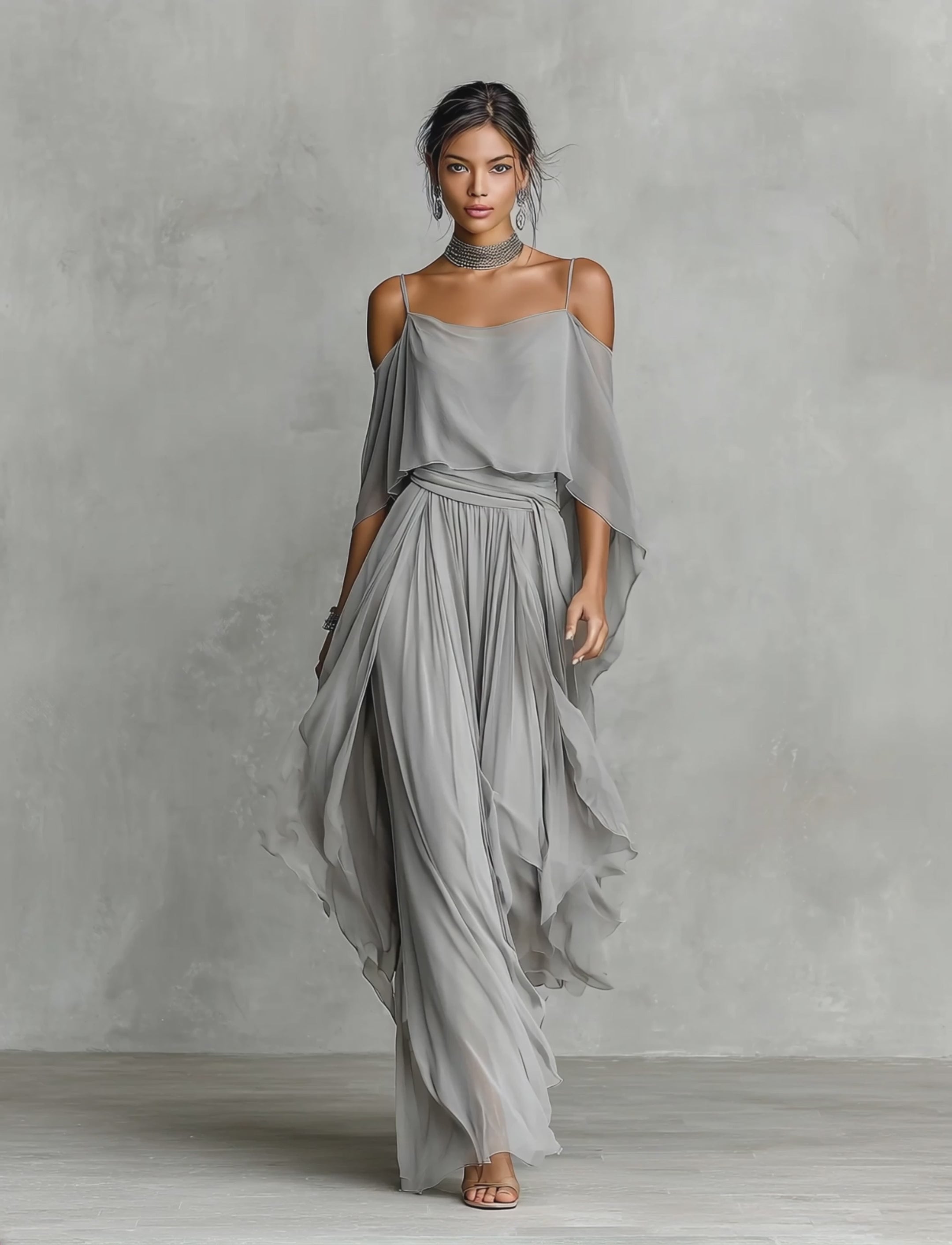 Conjunto de top de tirantes fluidos y pantalón