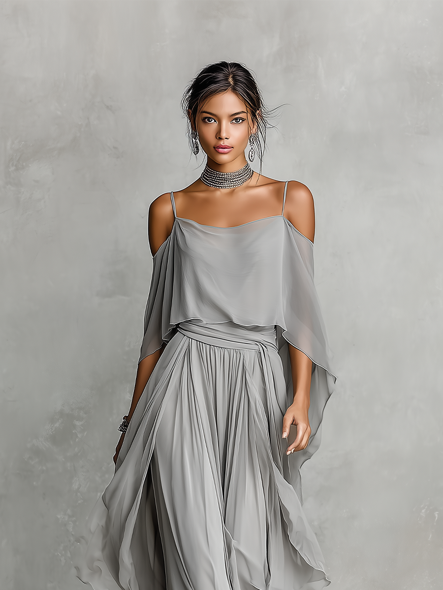 Conjunto de top de tirantes fluidos y pantalón