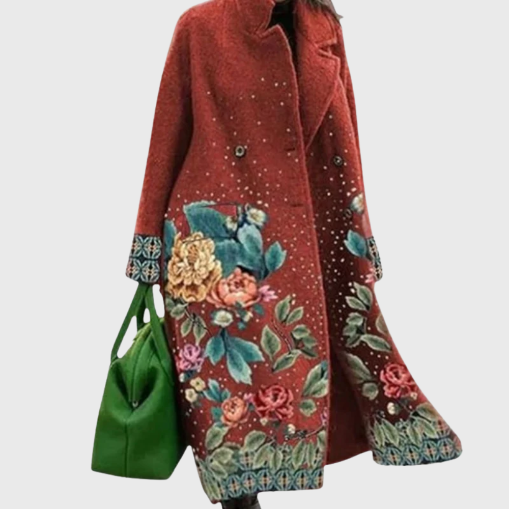 #Color_Estampado de flores marrón