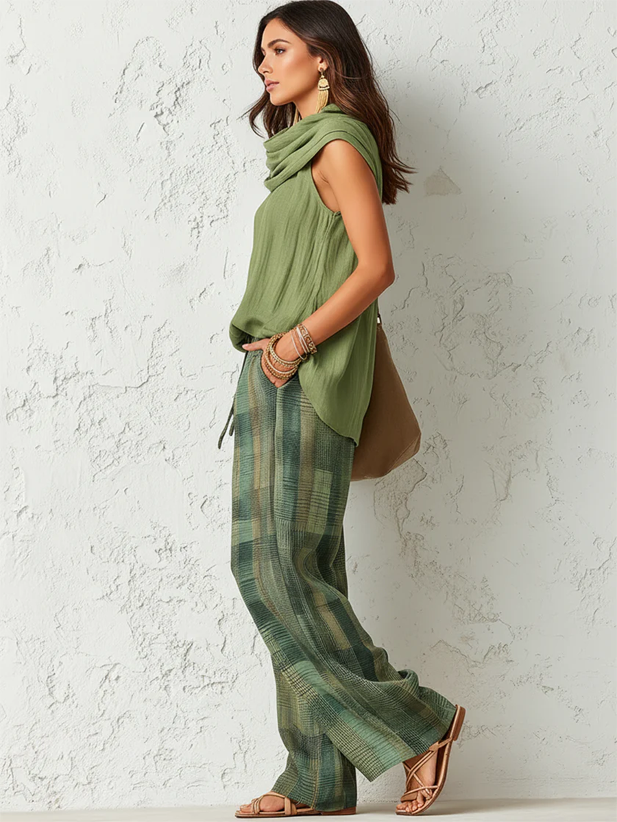 Conjunto de top sin mangas Sage Breeze y pantalón